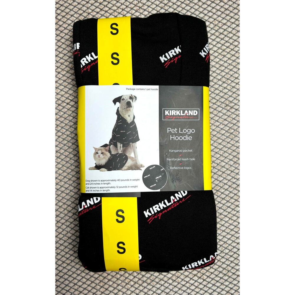 NWT Costco Kirkland Signature Pet Dog / Cat Hoodie, Small, Black reflective